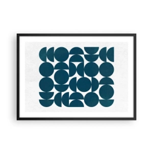 Poster in cornice nera - Forme geometriche nei toni del blu navy su sfondo bianco - 70x50cm - Cerchi e semicerchi - Decorazione murale moderna per soggiorno e camera da letto ARTTOR