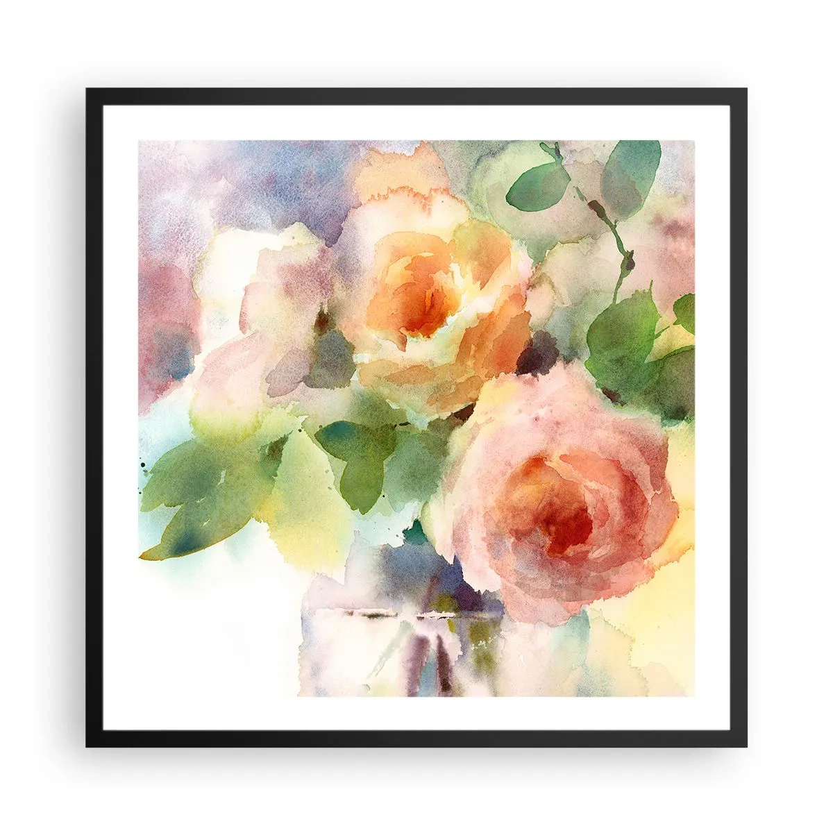 Poster in cornice nera - Delicati come un acquerello - 60x60 cm