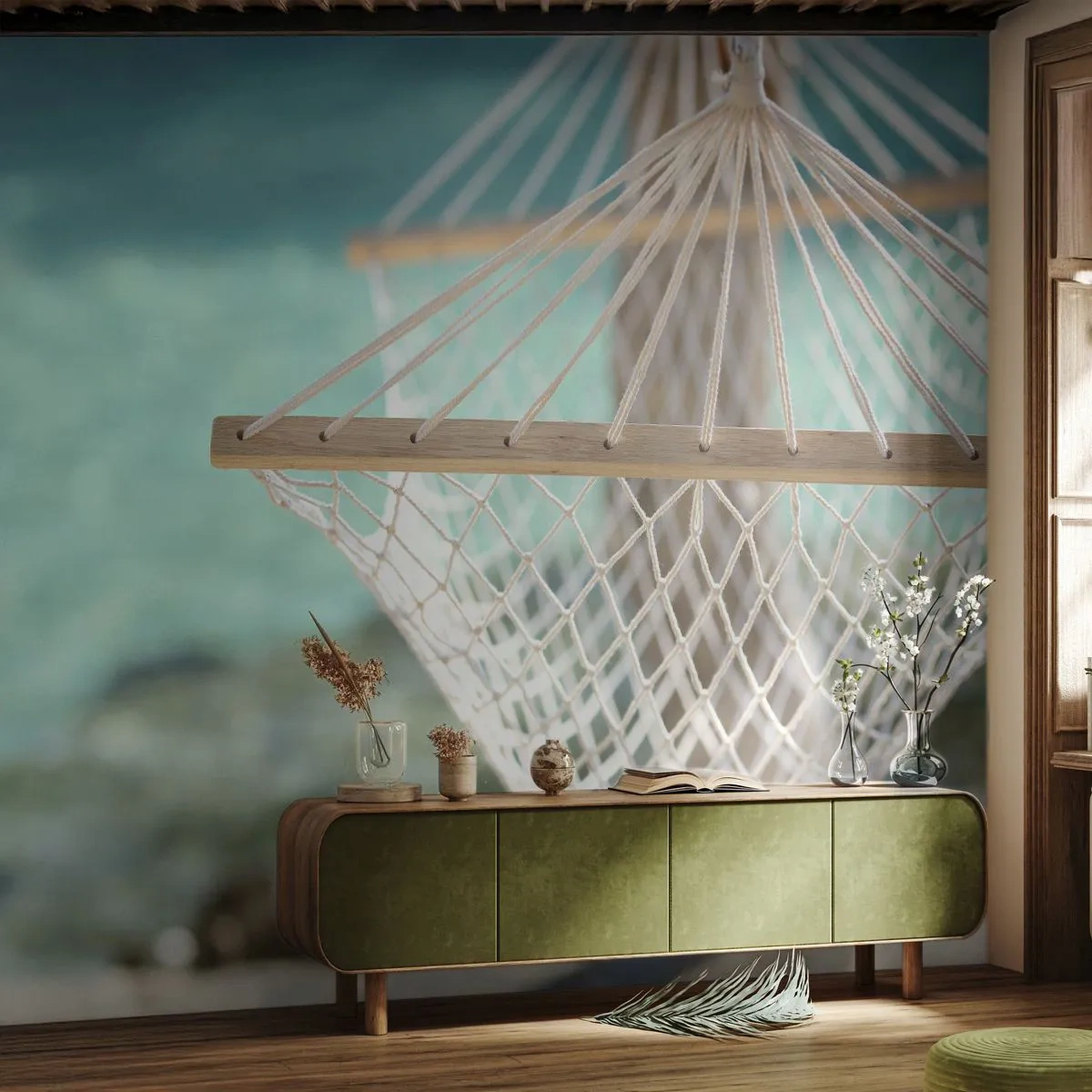 Fotomurali Autoadesivo Deluxe Sticker - Tempo di relax - Amaca, Spiaggia, Viaggi - 250x175 cm