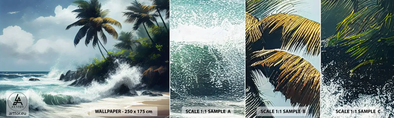 Campione Di Fotomurale Standard Eco - Sulla riva tropicale - Spiaggia, Tropicale, Palma - 100x30 cm