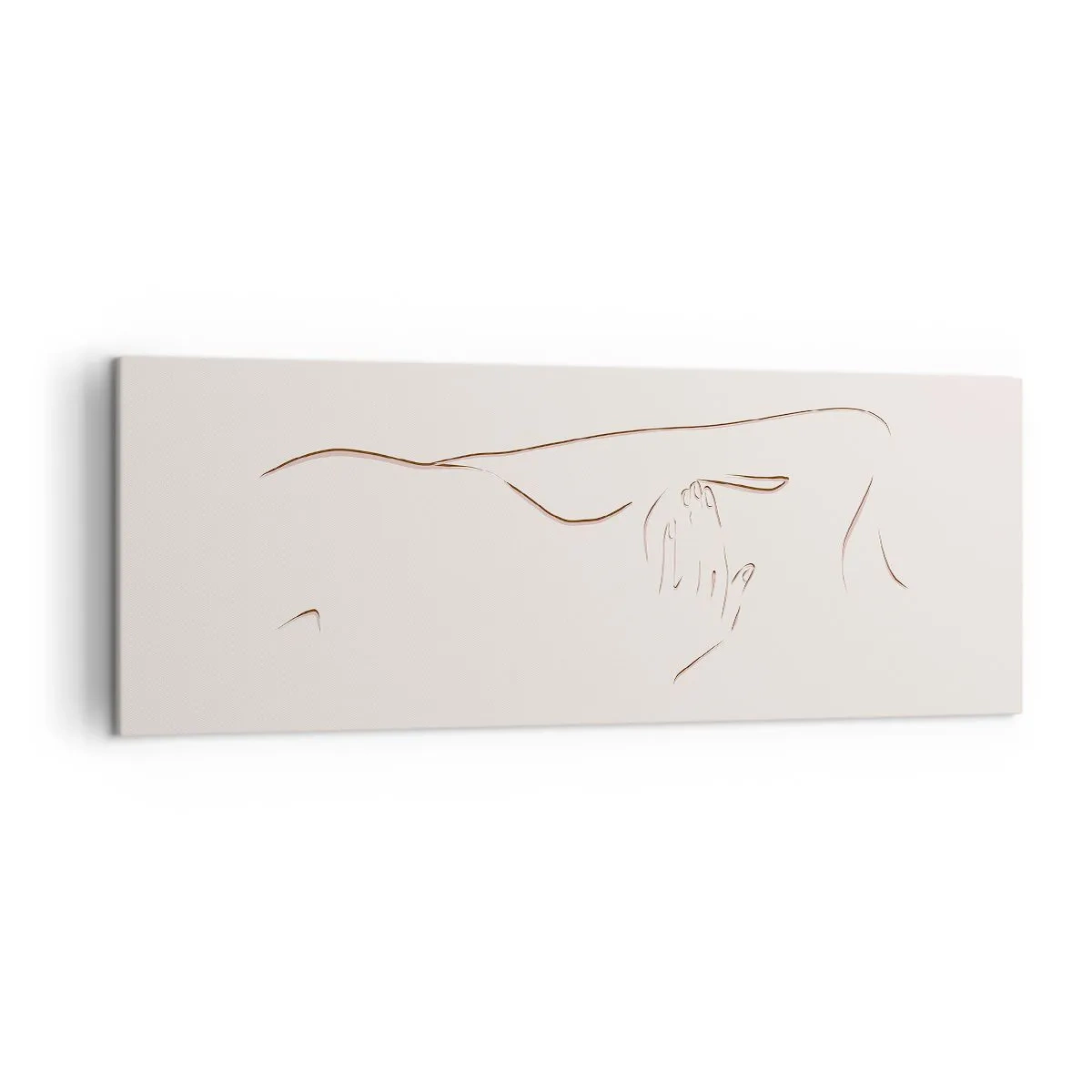 Quadro su tela - Stampe su Tela - Un disegno lineare e sottile di una silhouette su uno sfondo chiaro - 140x50cm - La forma del desiderio - Decorazione murale moderna per soggiorno e camera da letto ARTTOR