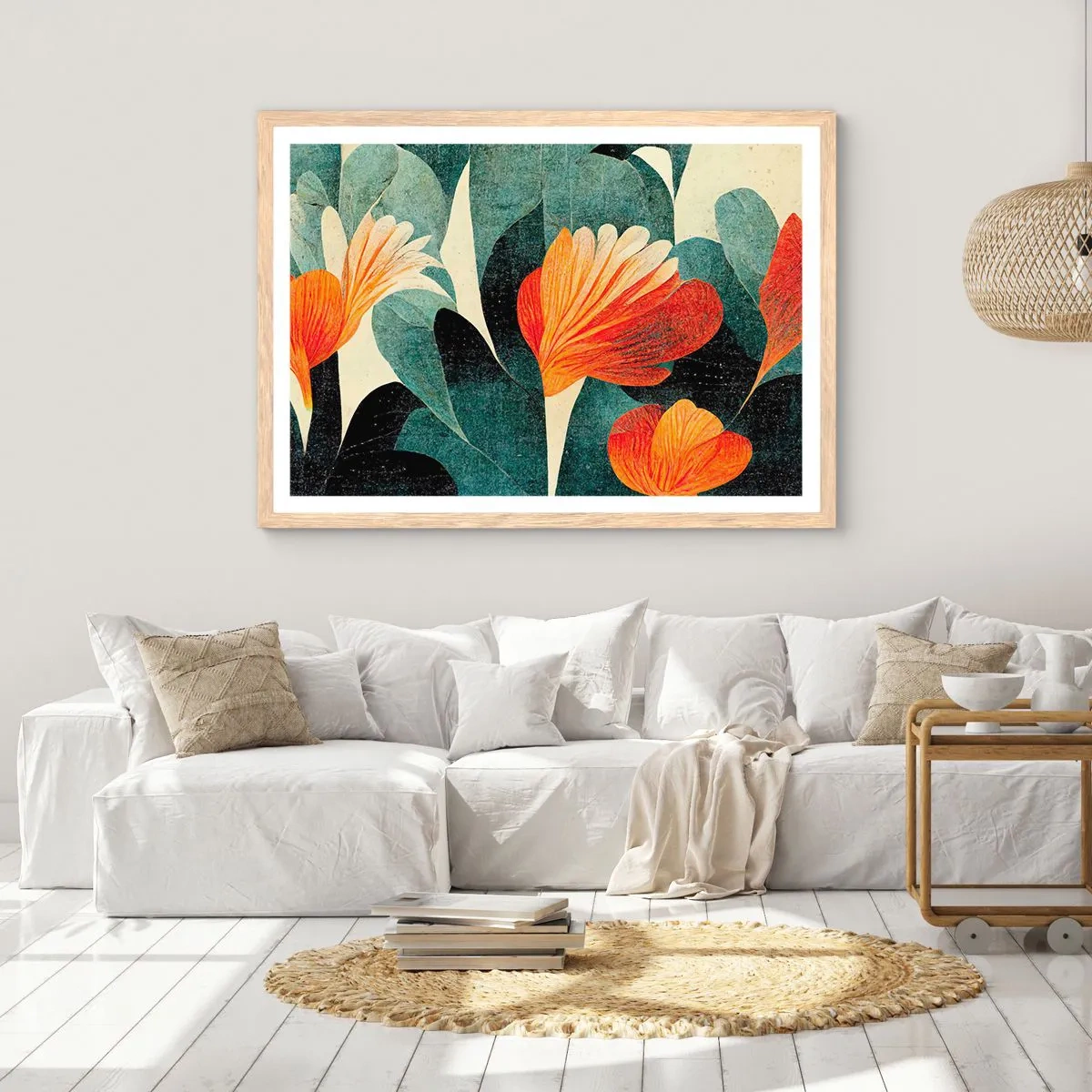 Poster in cornice rovere chiaro - Caldo dei tropici e fresco del verde - 70x50 cm