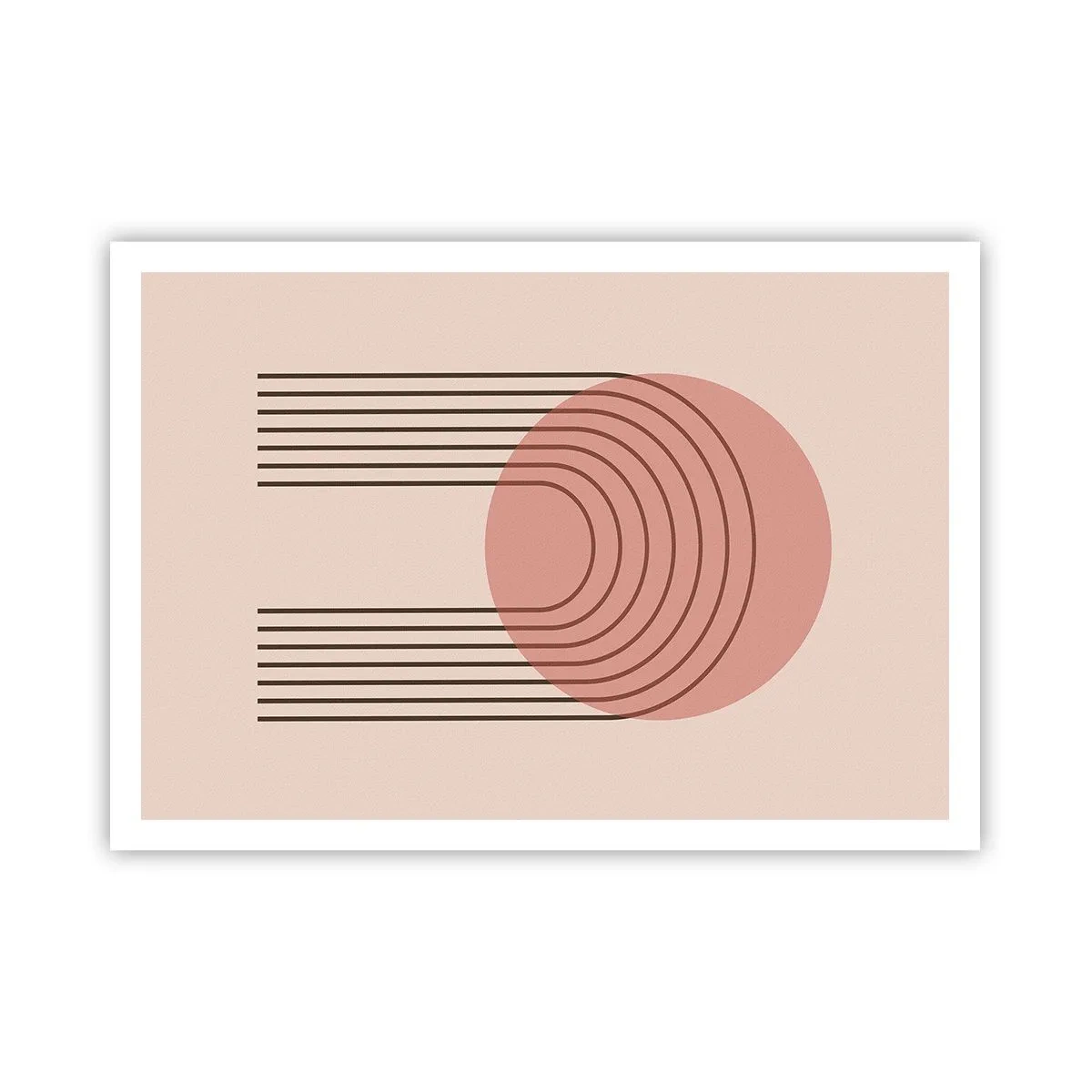 Poster - Motivo astratto con cerchio rosa e linee - 100x70cm - Attrazione irresistibile - Decorazione murale moderna per soggiorno e camera da letto ARTTOR