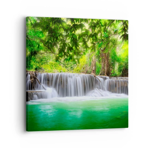 Quadro su tela - Stampe su Tela - Cascata nel verde - 30x30 cm