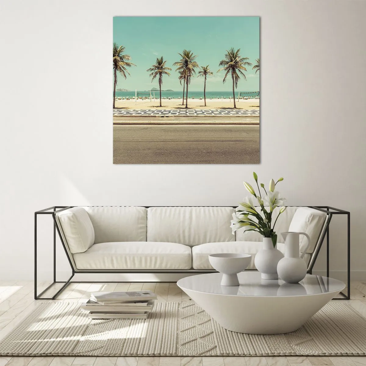 Quadro su vetro - A guardia della spiaggia - 70x70 cm