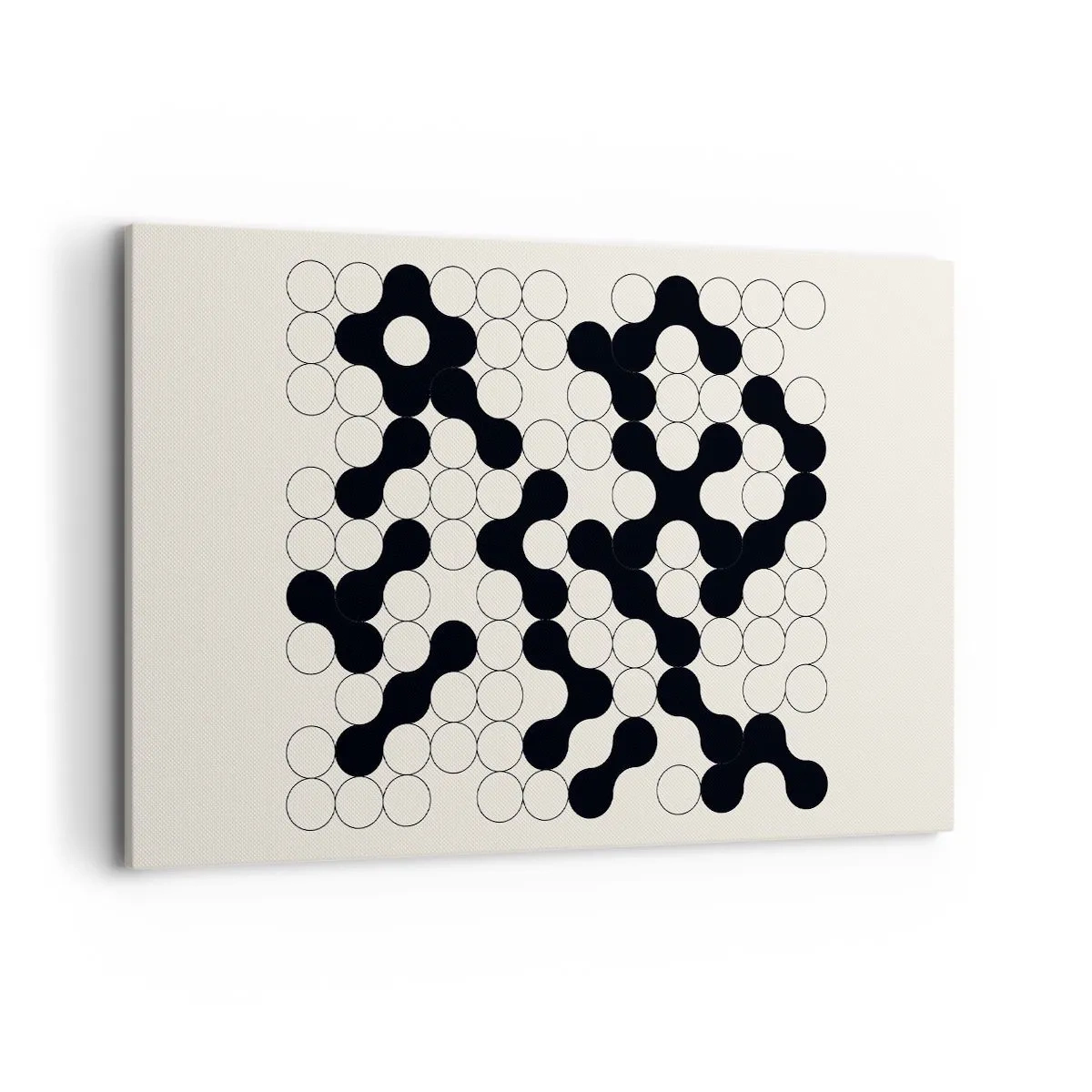 Quadro su tela - Stampe su Tela - Motivi in bianco e nero con cerchi su sfondo chiaro - 120x80cm - Gioco cinese: variazione - Decorazione murale moderna per soggiorno e camera da letto ARTTOR