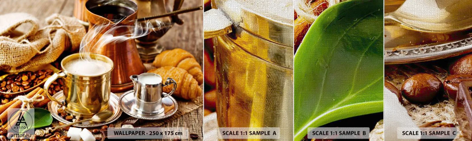 Campione di Fotomurale Premium Canvas - Buona giornata! - Caffè, Gastronomia, Cucina - 100x30 cm