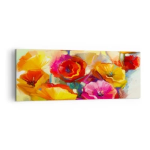 Quadro su tela - Stampe su Tela - Fiori astratti colorati su uno sfondo chiaro - 140x50cm - Non solo rossi - Decorazione murale moderna per soggiorno e camera da letto ARTTOR