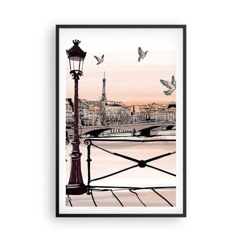Poster in cornice nera - Sui tetti di Parigi - 61x91 cm