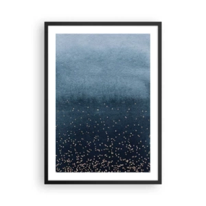 Poster in cornice nera - Sfumatura blu con accenti dorati - 50x70cm - Composizione: fasi blu - Decorazione murale moderna per soggiorno e camera da letto ARTTOR