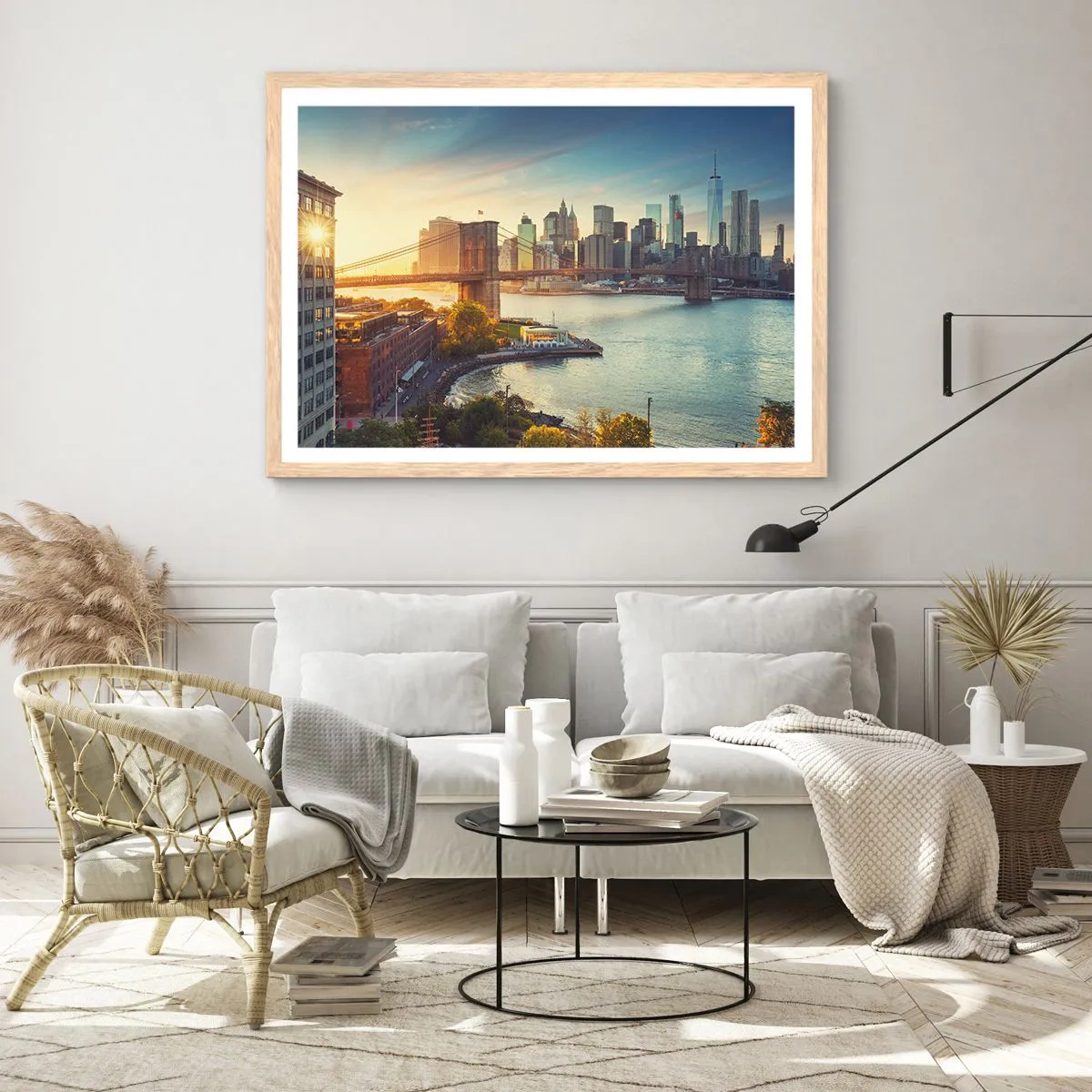 Poster in cornice rovere chiaro - L'alba nella grande città - 40x30 cm