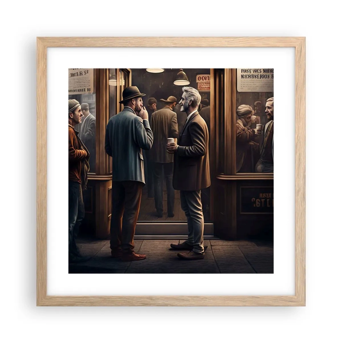 Poster in cornice rovere chiaro - Il buon momento della giornata - 40x40 cm