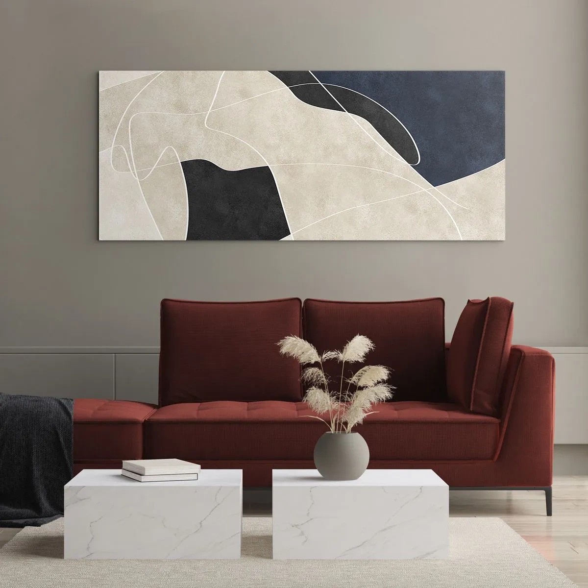 Quadro su vetro - Composizione astratta: il contrasto dei colori - 90x30 cm