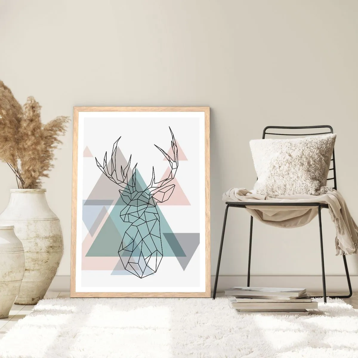 Poster in cornice rovere chiaro - Nel bosco geometrico - 70x100 cm