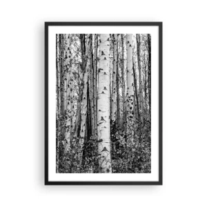 Poster in cornice nera - Le betulle bianche e nere formano una foresta simmetrica - 50x70cm - Colonnato di betulle - Decorazione murale moderna per soggiorno e camera da letto ARTTOR