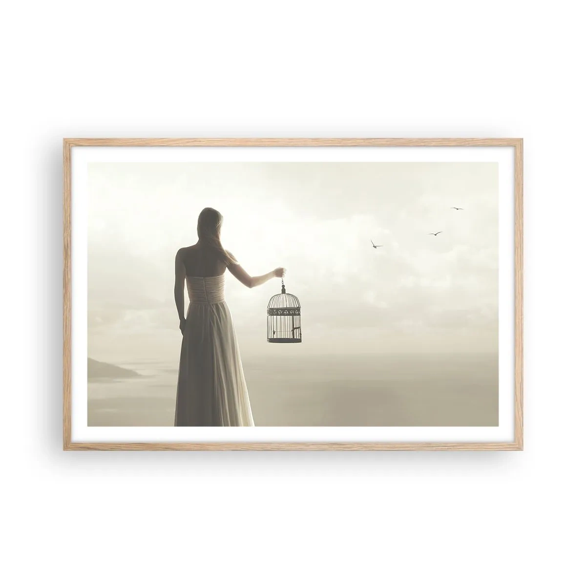 Poster in cornice rovere chiaro - Sii libera - 91x61 cm