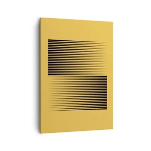 Quadro su tela - Stampe su Tela - Linee nere verticali su sfondo giallo - 50x70cm - La quadratura degli opposti - Decorazione murale moderna per soggiorno e camera da letto ARTTOR