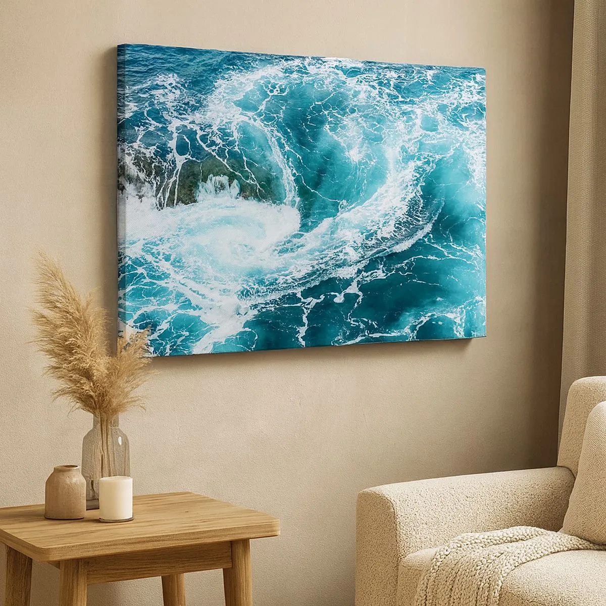 Quadro su tela - Stampe su Tela - Vortice oceanico dinamico - 70x50cm - La porta verso il centro della Terra - Decorazione murale moderna per soggiorno e camera da letto ARTTOR