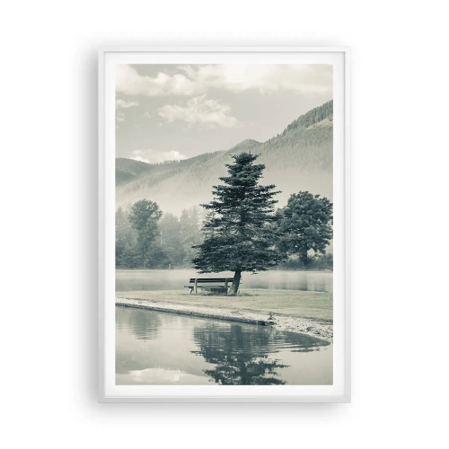 Poster in cornice bianca - Il lago dorme ancora - 70x100 cm