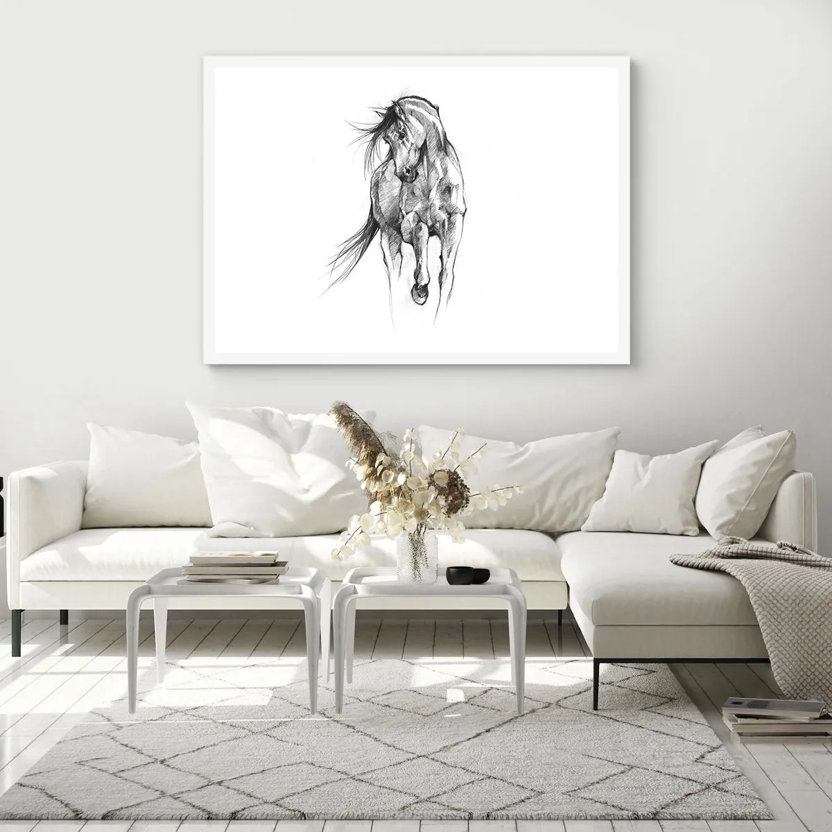 Poster in cornice bianca - Trotto aggraziato - 100x70 cm