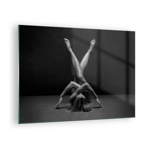 Quadro su vetro - Nudo femminile in una composizione corporea geometrica - 70x50cm - Geometria del nudo - Decorazione murale moderna per soggiorno e camera da letto ARTTOR