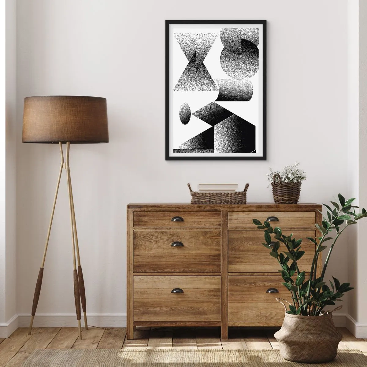 Poster in cornice nera - Angoli e ovali - 40x50 cm