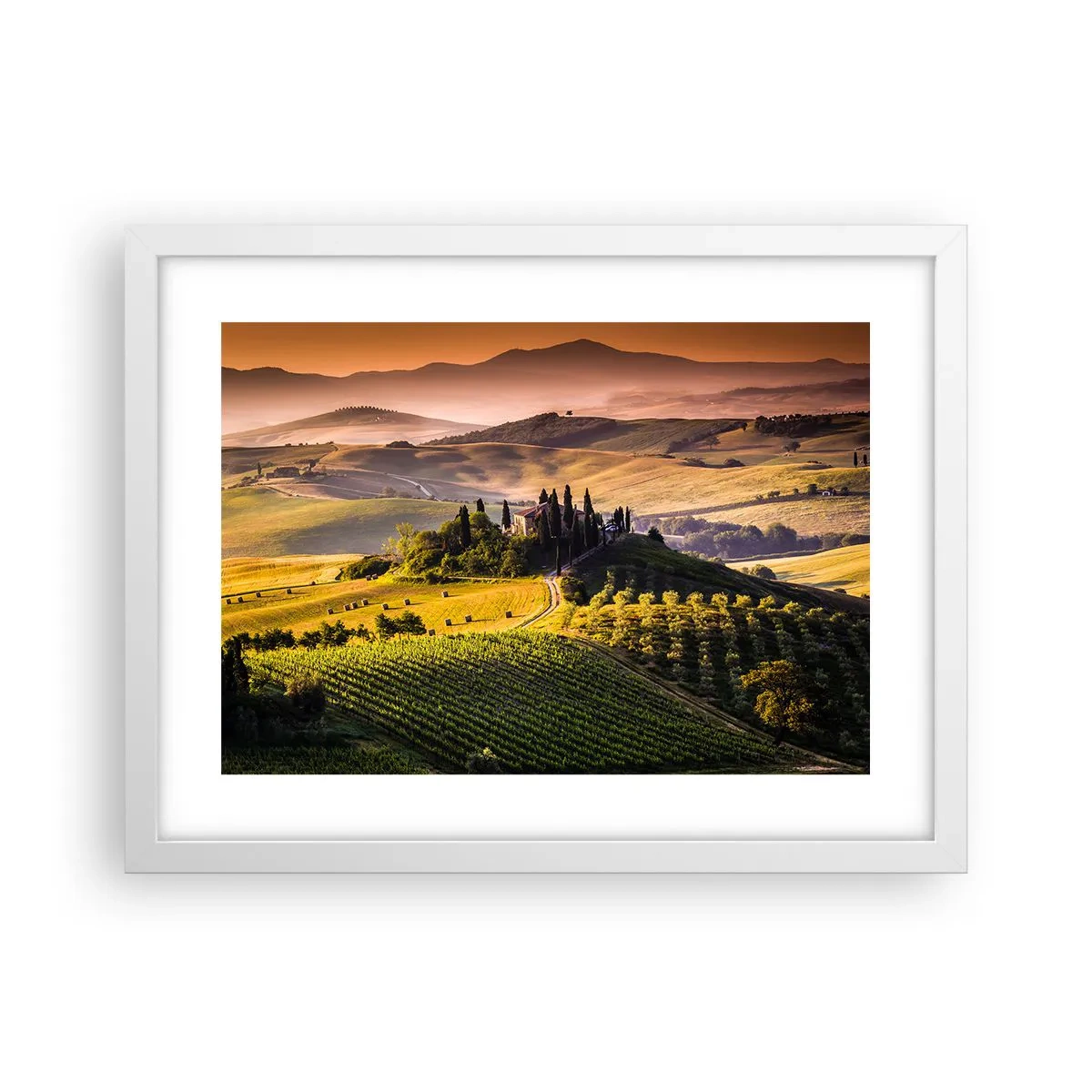Poster in cornice bianca - Arcadia: paesaggio toscano - 40x30 cm