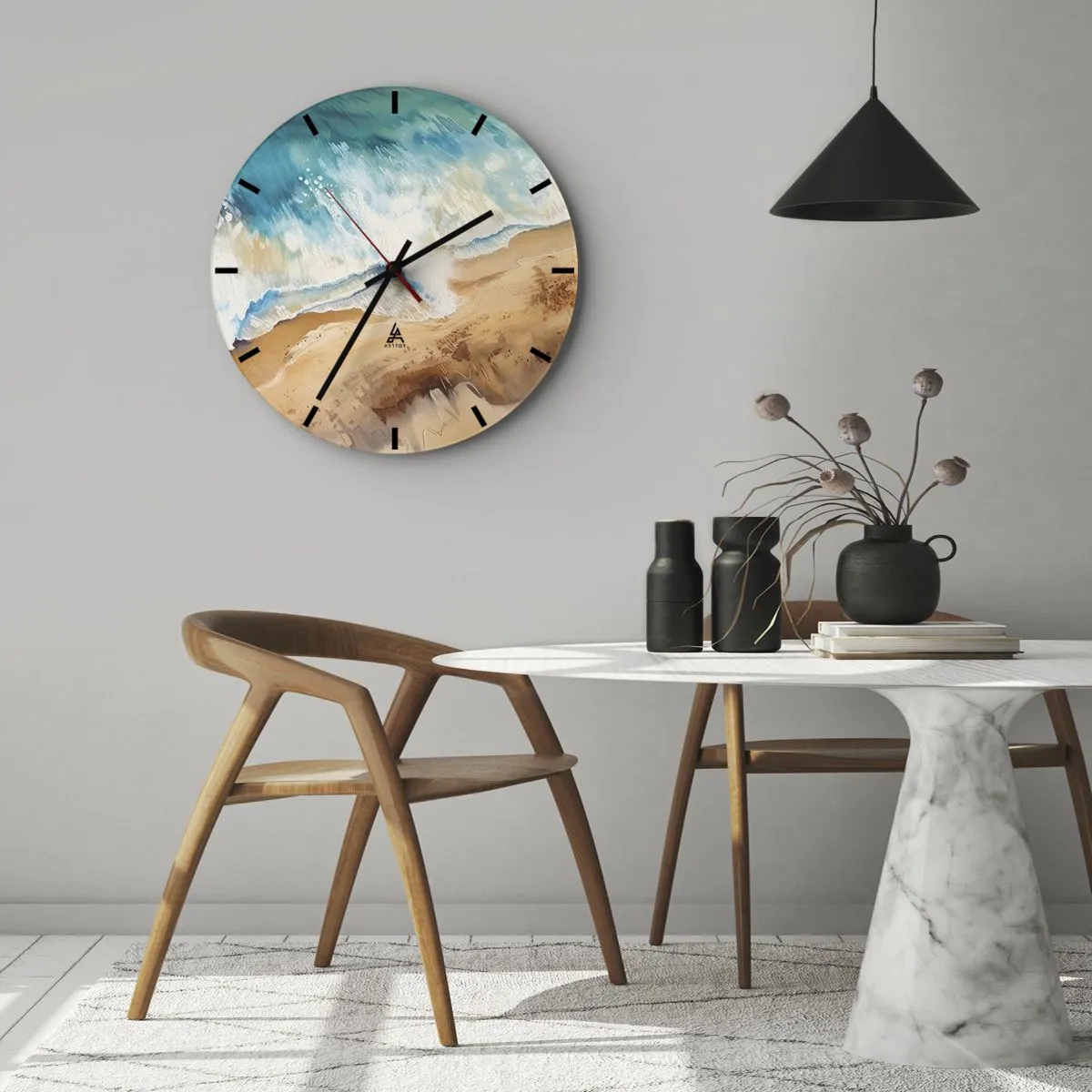 Orologio da parete - Orologio in Vetro - L'onda che ritorna - 40x40 cm