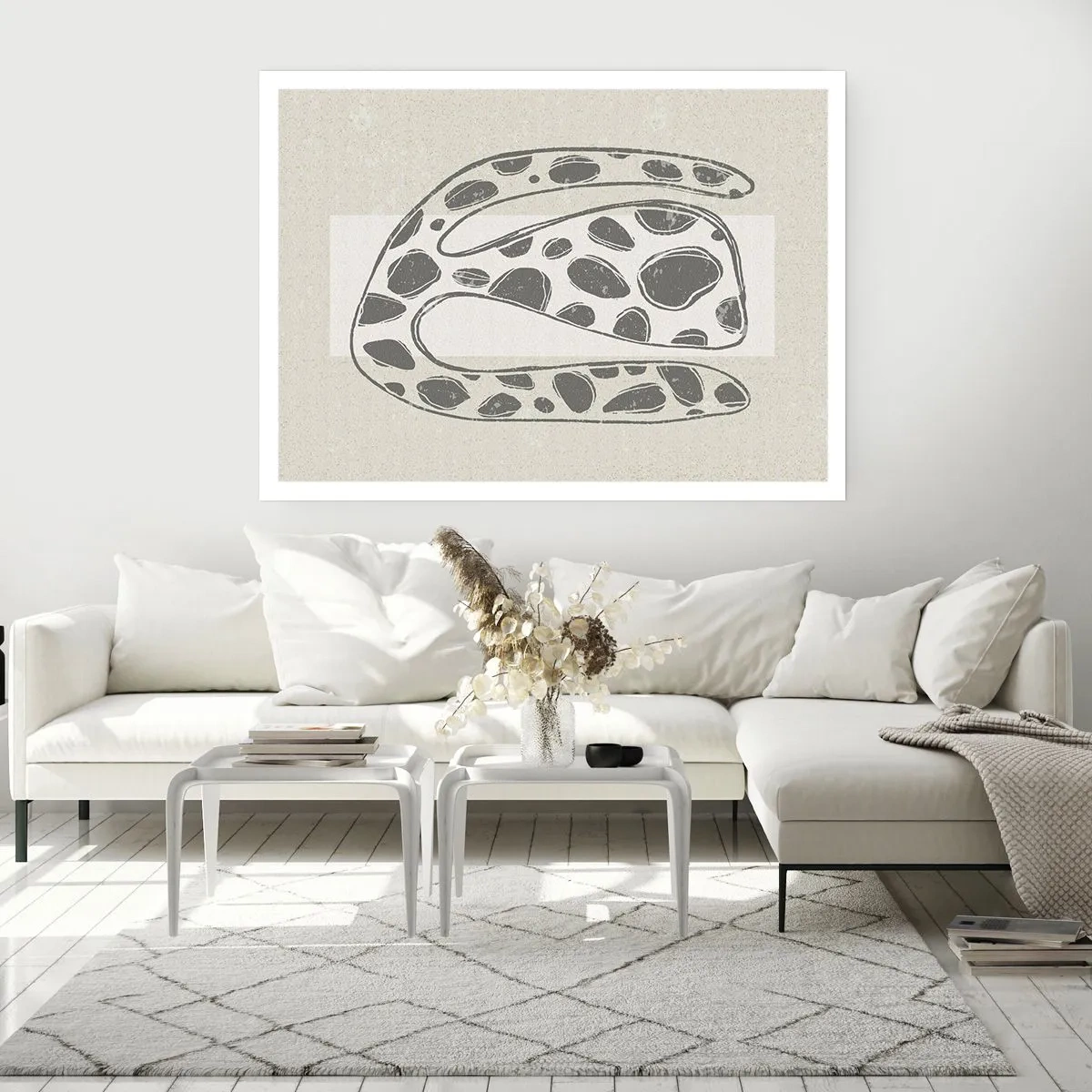 Poster - Motivo organico astratto in tonalità di grigio - 100x70cm - Creatura stranissima - Decorazione murale moderna per soggiorno e camera da letto ARTTOR