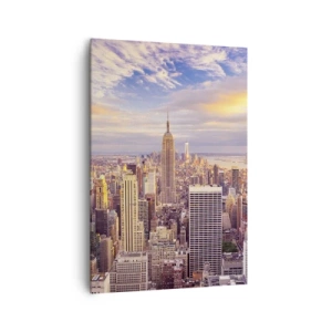 Quadro su tela - Stampe su Tela - Panorama di una città moderna con grattacieli al tramonto - 70x100cm - Toccando le nuvole - Decorazione murale moderna per soggiorno e camera da letto ARTTOR