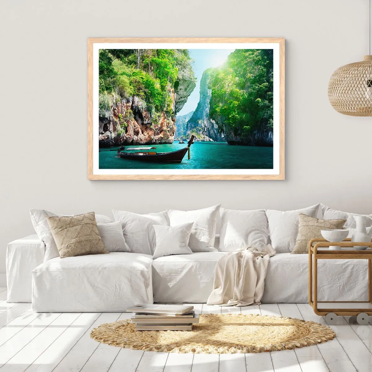 Poster in cornice rovere chiaro - Invito a un viaggio esotico - 100x70 cm