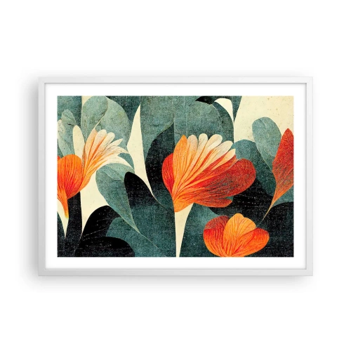 Poster in cornice bianca - Caldo dei tropici e fresco del verde - 70x50 cm