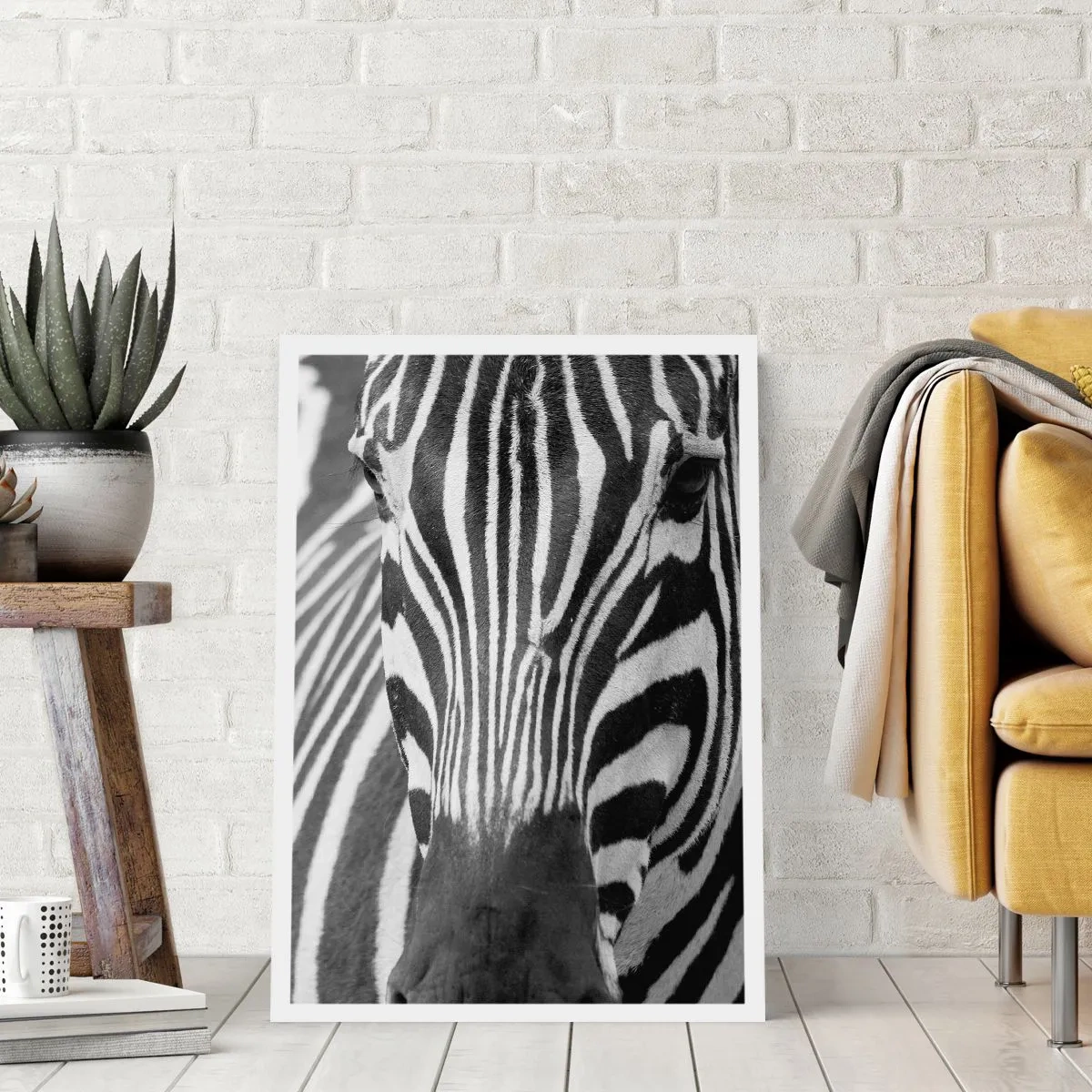 Poster - Ritratto di una zebra in una composizione in bianco e nero - 50x70cm - Il mondo è in bianco e nero - Decorazione murale moderna per soggiorno e camera da letto ARTTOR