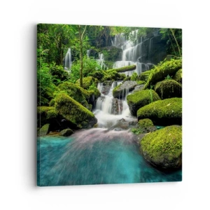 Quadro su tela - Stampe su Tela - Turchese, zaffiro e argento liquido - 30x30 cm