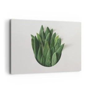 Quadro su tela - Stampe su Tela - Una composizione di foglie verdi su uno sfondo chiaro - 120x80cm - Curiosità irrefrenabile - Decorazione murale moderna per soggiorno e camera da letto ARTTOR
