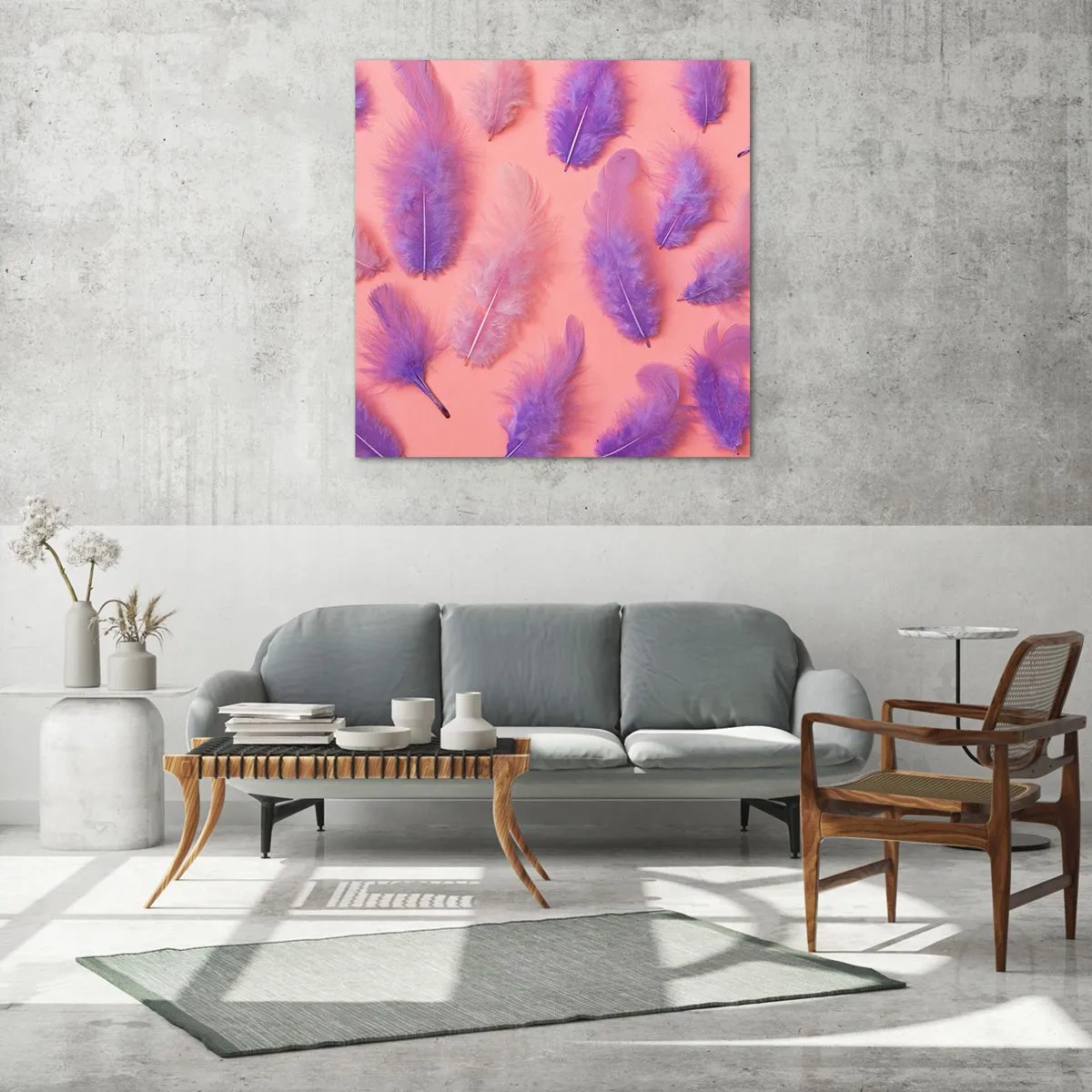 Quadro su vetro - L'uccello lilla del desiderio - 30x30 cm