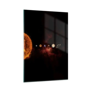 Quadro su vetro - Il sistema solare con i pianeti sullo sfondo dello spazio - 80x120cm - Il nostro vicinato - Decorazione murale moderna per soggiorno e camera da letto ARTTOR