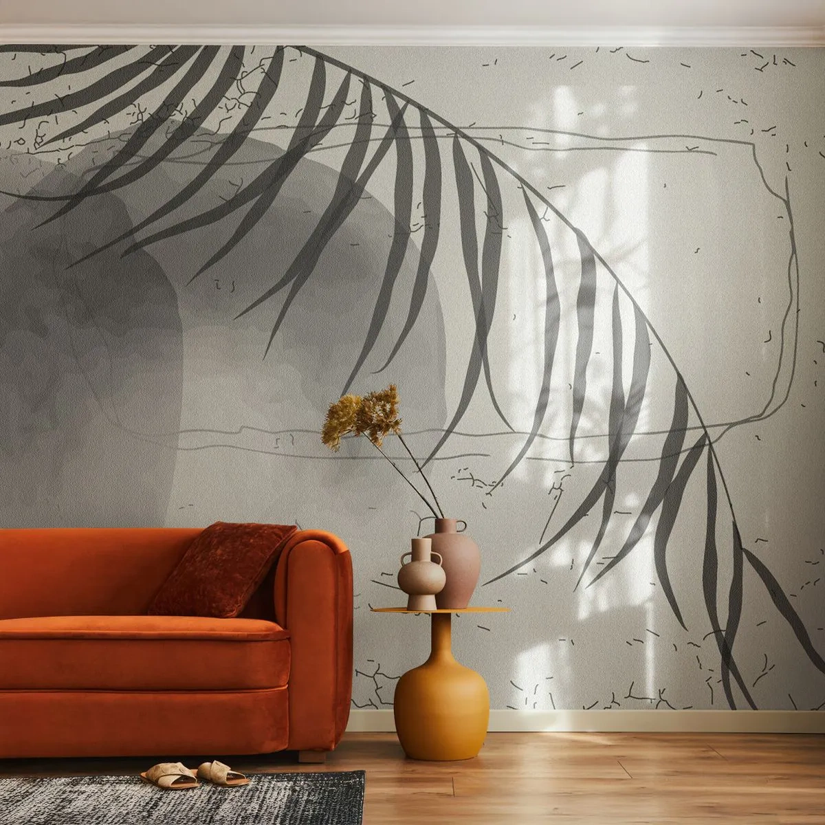 Fotomurali Premium Canvas - La delicata esoticità della natura - Minimalismo, Botanico, Foglia - 250x175 cm