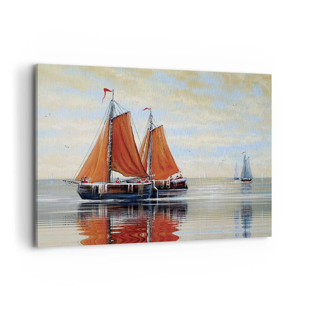 Quadro su tela - Stampe su Tela - Barche a vela a due alberi in acque calme - 120x80cm - Naviga, marinaio... - Decorazione murale moderna per soggiorno e camera da letto ARTTOR