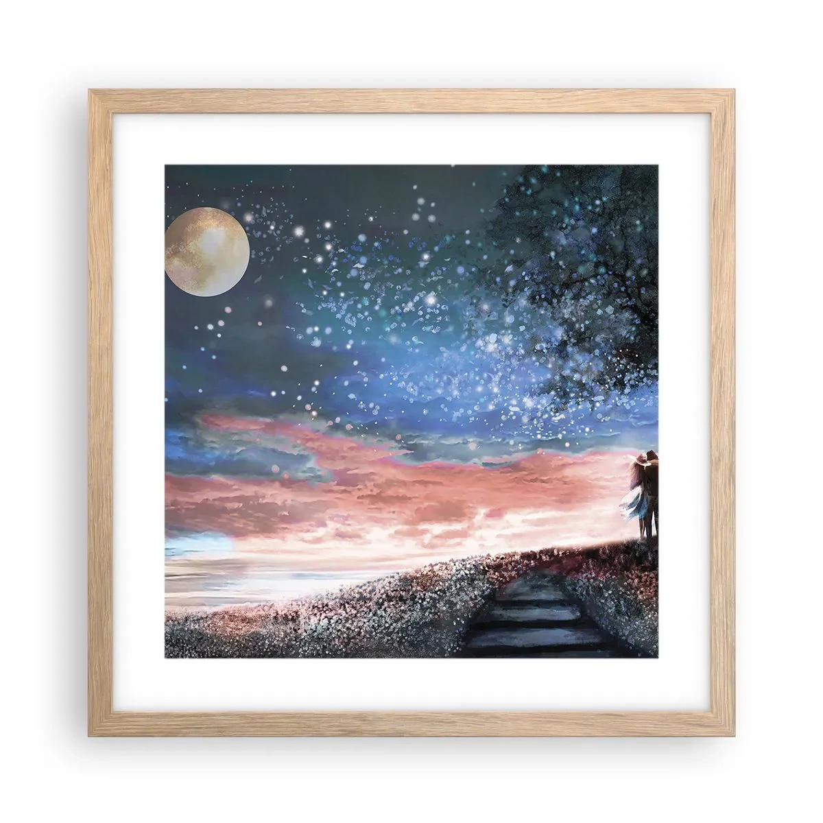 Poster in cornice rovere chiaro - Lo spettacolo delle stelle - 40x40 cm