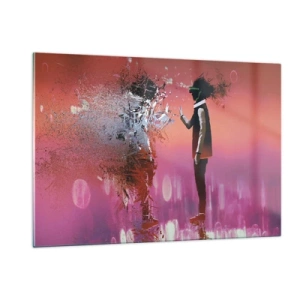 Quadro su vetro - Un personaggio nella realtà virtuale con un'ombra diffusa - 120x80cm - Puoi guardare te stesso? - Decorazione murale moderna per soggiorno e camera da letto ARTTOR
