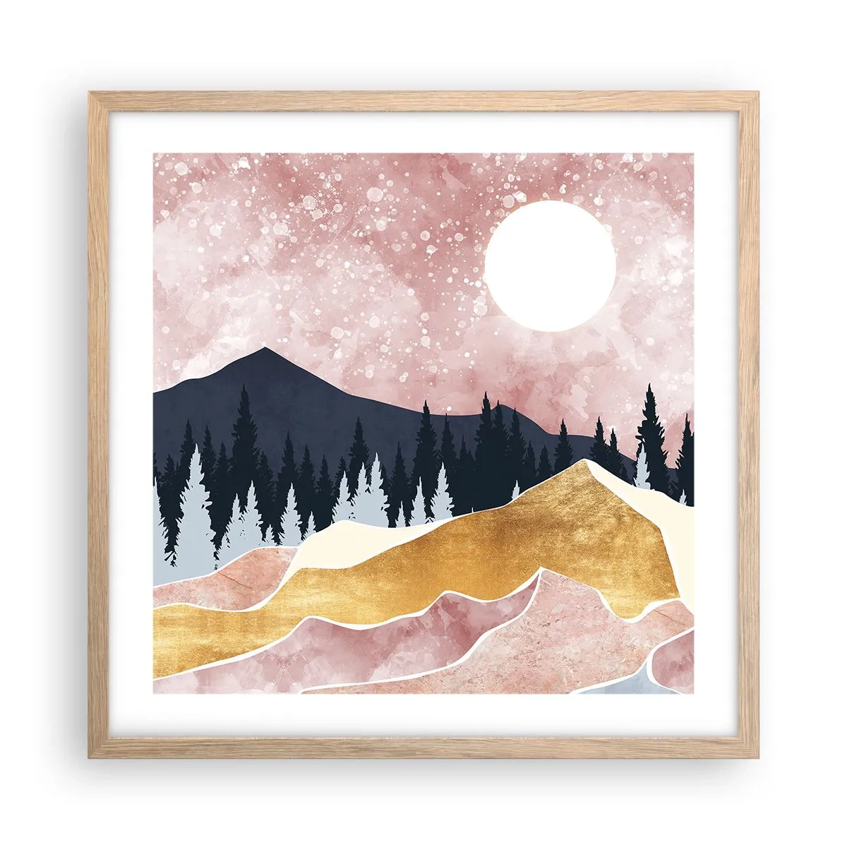 Poster in cornice rovere chiaro - Guardiano notturno - 50x50 cm