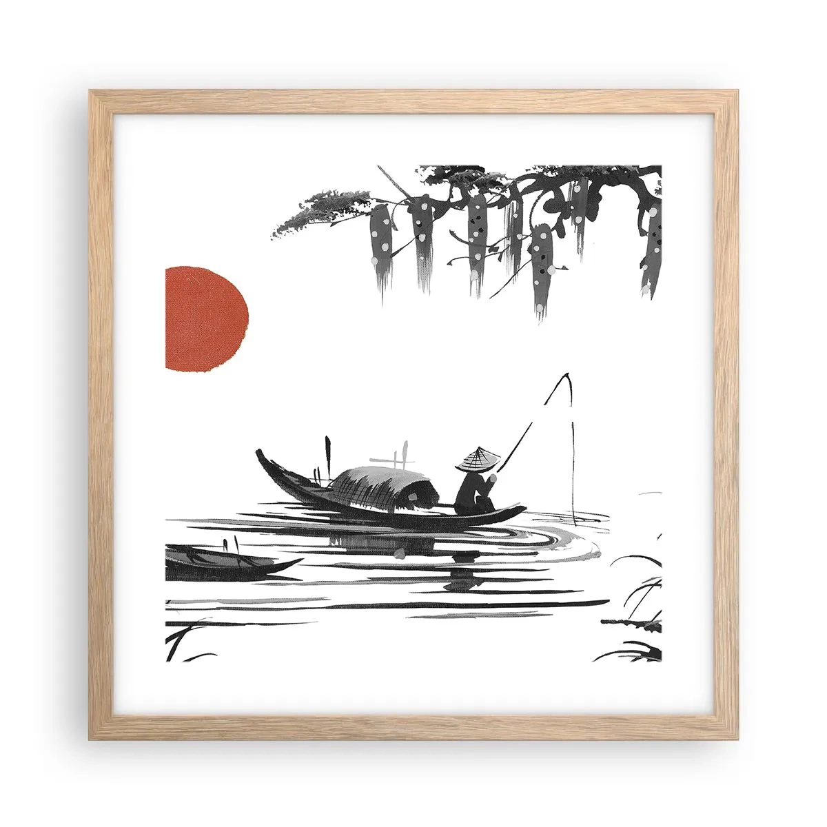 Poster in cornice rovere chiaro - Pomeriggio asiatico - 40x40 cm