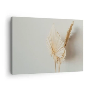Quadro su tela - Stampe su Tela - Foglie di palma secche in una disposizione minimalista - 70x50cm - Quando serve il sollievo - Decorazione murale moderna per soggiorno e camera da letto ARTTOR