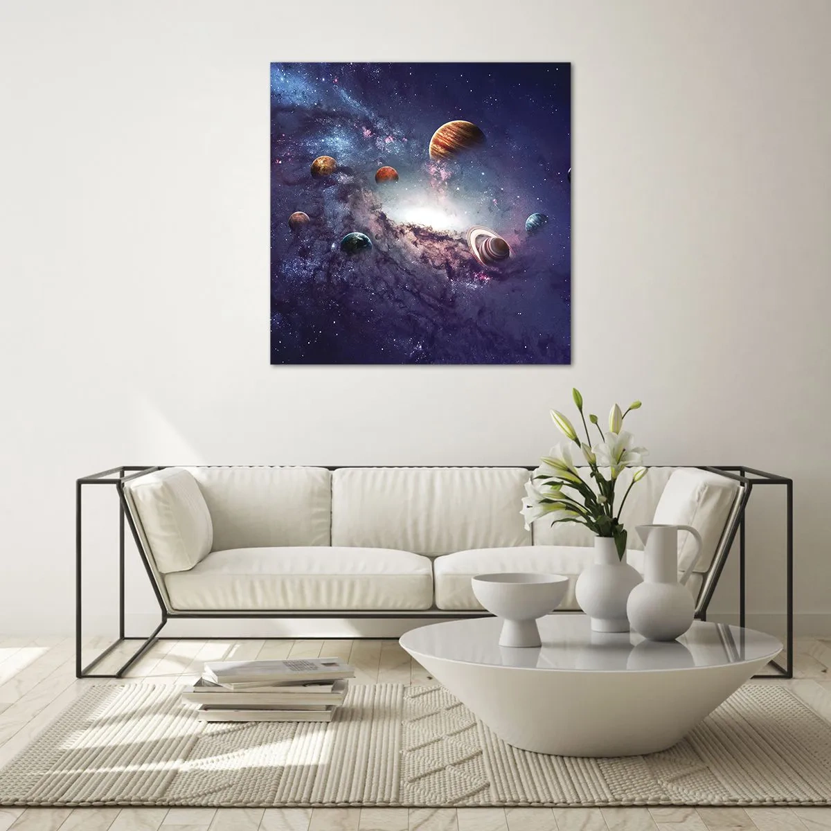 Quadro su vetro - Sistema solare danzante - 40x40 cm