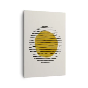 Quadro su tela - Stampe su Tela - Un motivo minimalista con un cerchio giallo e linee nere. - 70x100cm - Astrazione fremente di calore - Decorazione murale moderna per soggiorno e camera da letto ARTTOR