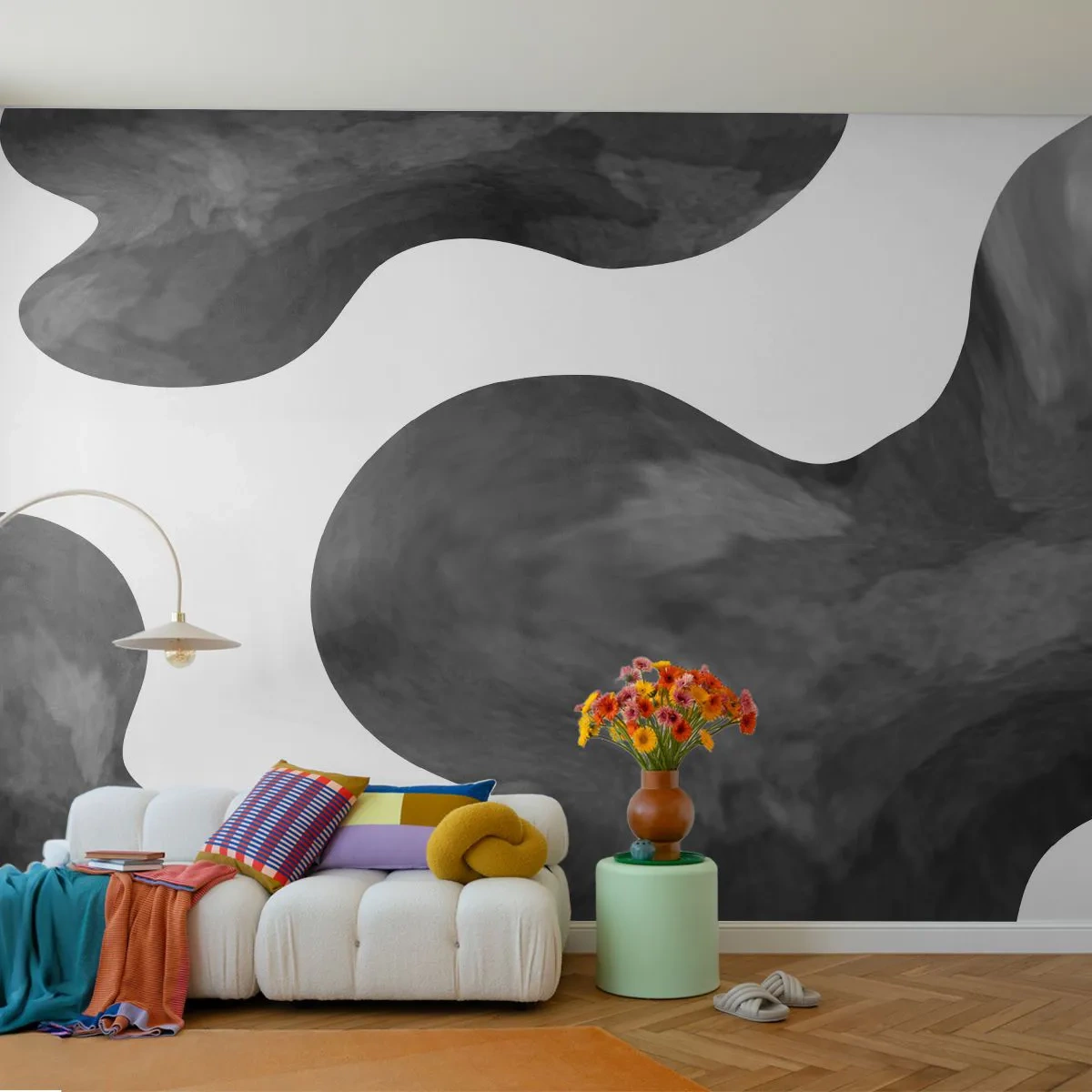 Fotomurali Premium Canvas - Via Lattea - Astrazione, Pezzo, Bianco e nero - 450x315 cm