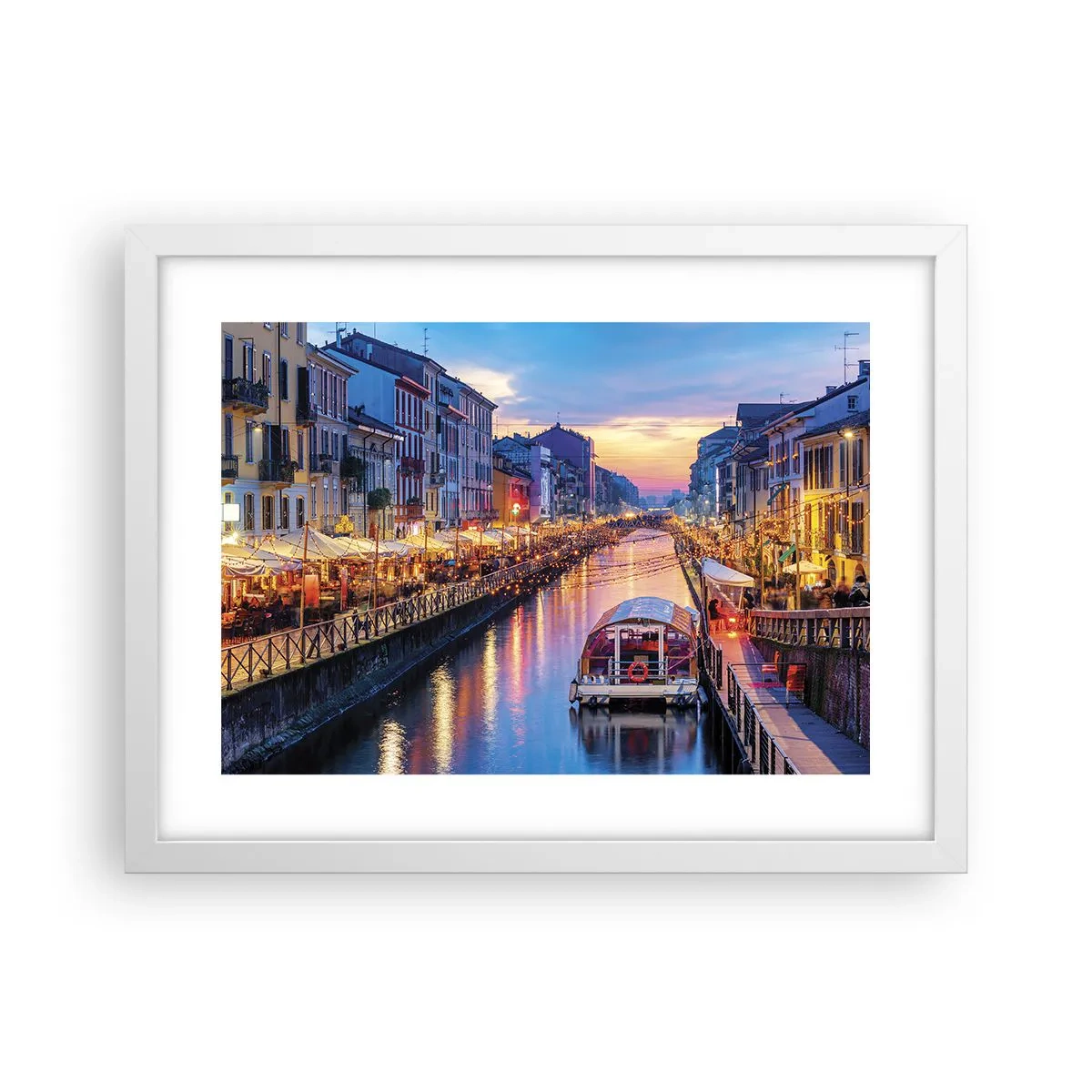 Poster in cornice bianca - Sera di luce e di divertimento - 40x30 cm