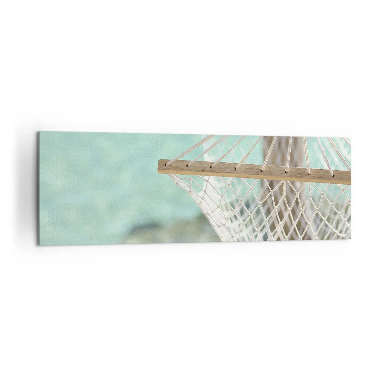 Quadro su tela - Stampe su Tela - Un'amaca con vista sull'acqua turchese - 160x50cm - Tempo di relax - Decorazione murale moderna per soggiorno e camera da letto ARTTOR