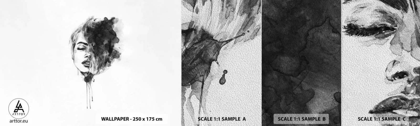 Campione di Fotomurale Premium Sand - Cosa sogna la ragazza - Ritratto di una donna, Volto di donna, Astrazione - 100x30 cm